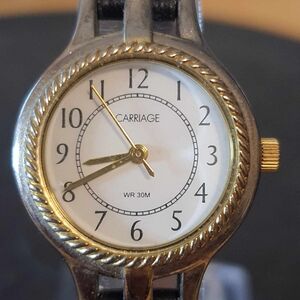 🦋10/$20🦋 Carriage Goldtone/Silver Leather Women's Watch